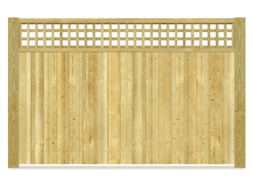 Grid Top wood fence in West Michigan