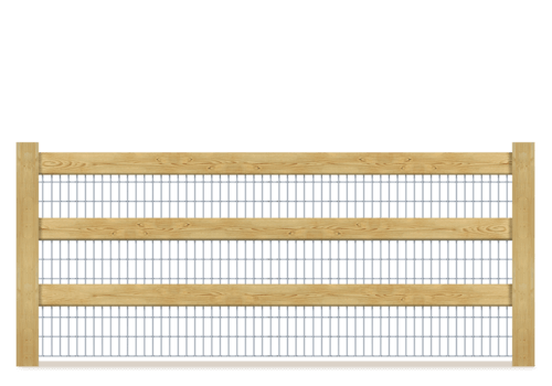 Post & Board With Wire Mesh wood fence in West Michigan