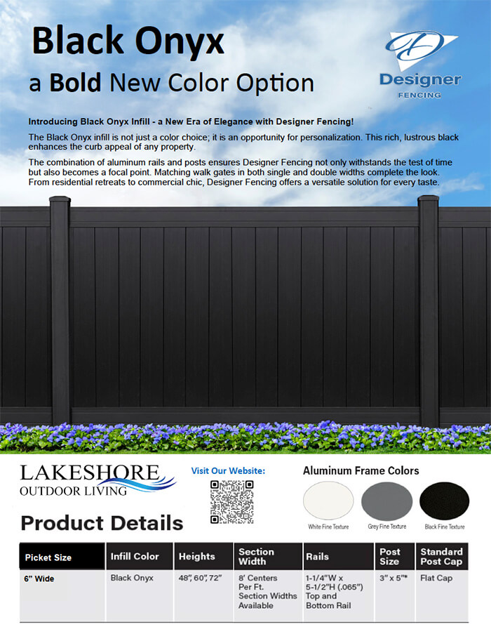 Lakeshore Outdoor Living Brochure for Black Onyx Fence