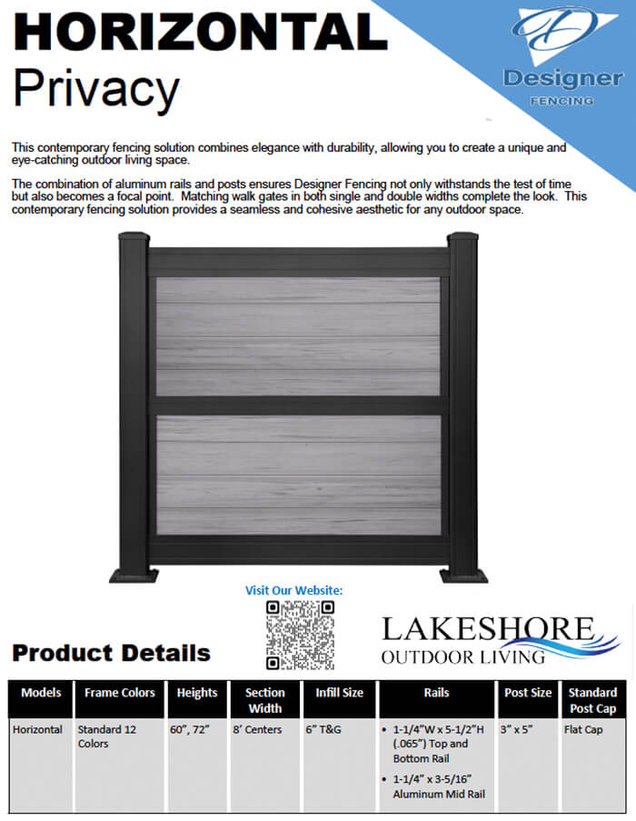 Horizontal Privacy Fence - Lakeshore Outdoor Living Brochure